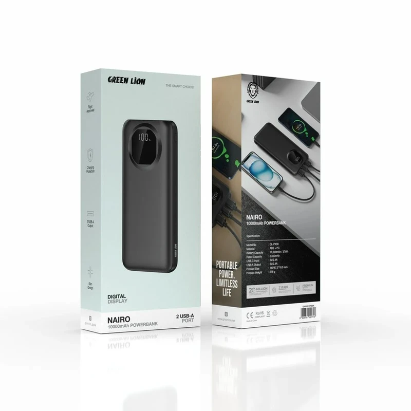 پاوربانک 10 هزار گرین لاین مدل Green Lion Nairo خروجی 22.5W