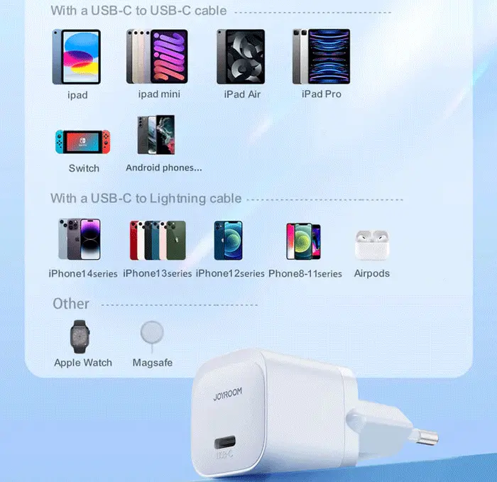 شارژر دیواری فست شارژ 20W جویروم Joyroom JR-TCF02EU همراه با کابل PD
