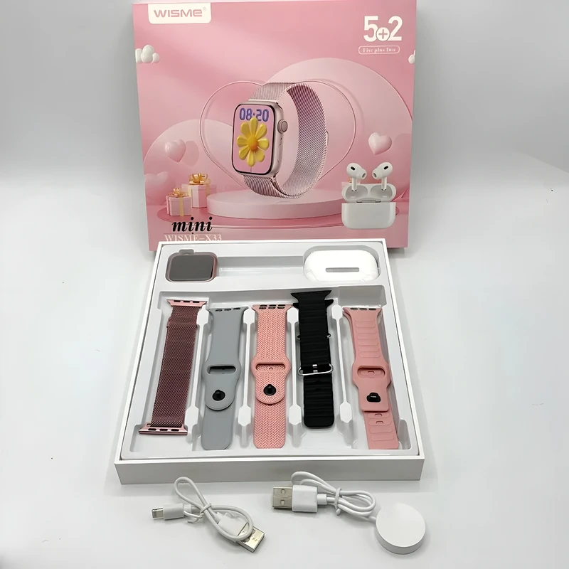 ساعت هوشمند ویسمی مدل WISME X33 MINI با با بند فلزی به همراه هدفون