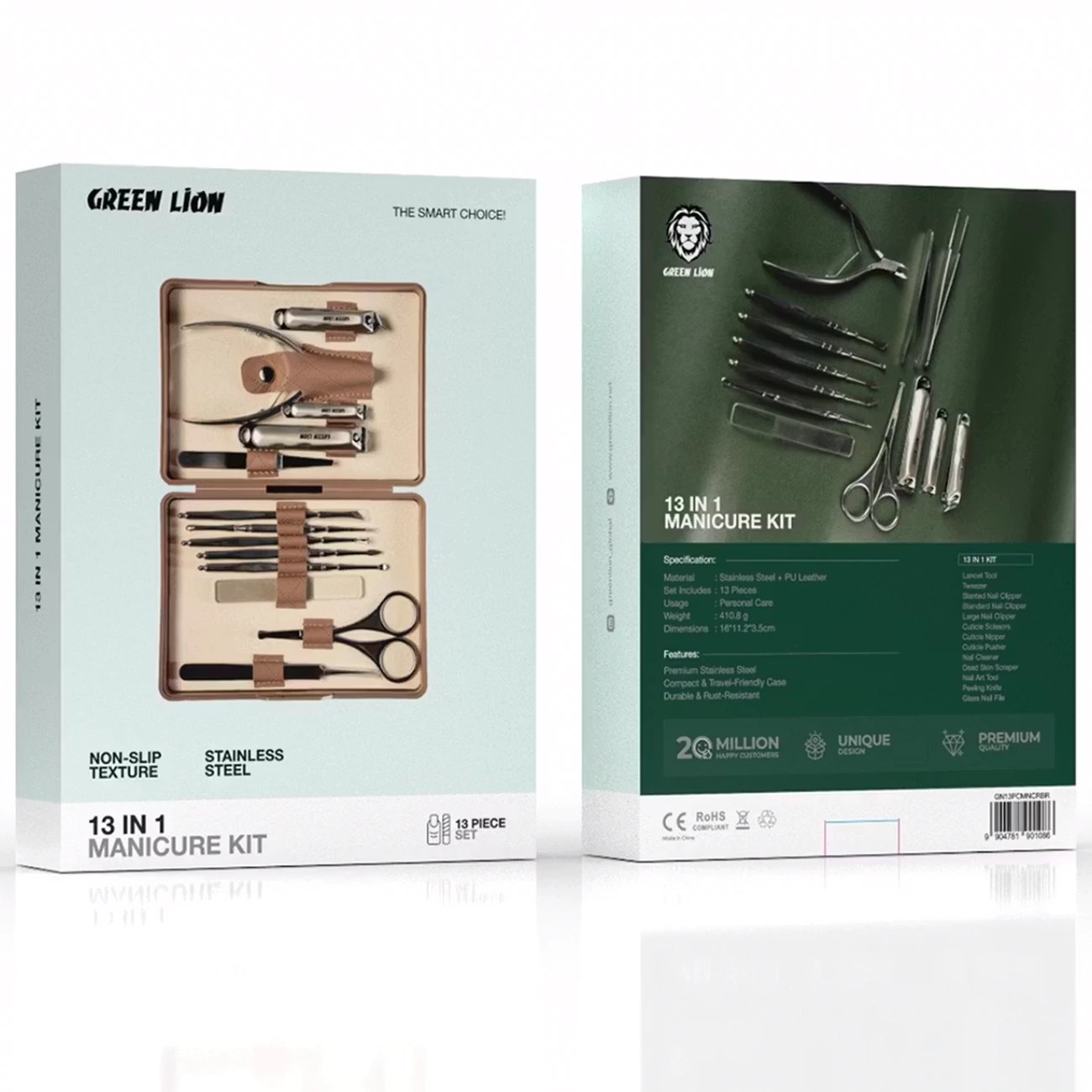 ست مسافرتی مانیکور 13 کاره گرین لاین Green Lion Manicure Kit GN13PCMNCRBR