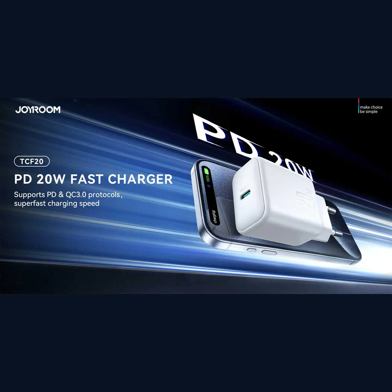شارژر دیواری فست شارژ 20W تایپ سی جویروم Joyroom JR-TCF20EU