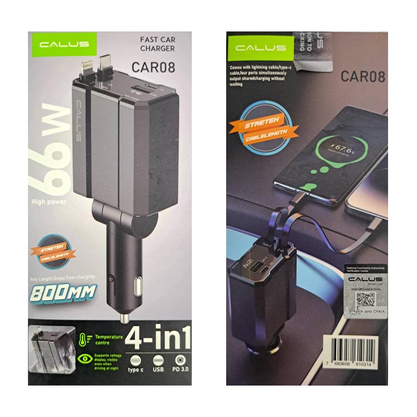 شارژر فندکی ۶۶ وات کالوس مدل Kalus CAR08 سوپر فست شارژ