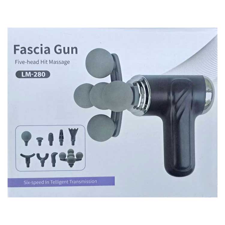 ماساژور تفنگی 5 سر گیربکس حرفه‌ای مدل Fascia Gun LM-280