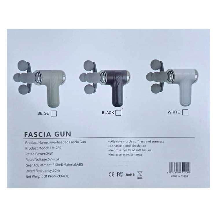 ماساژور تفنگی 5 سر گیربکس حرفه‌ای مدل Fascia Gun LM-280
