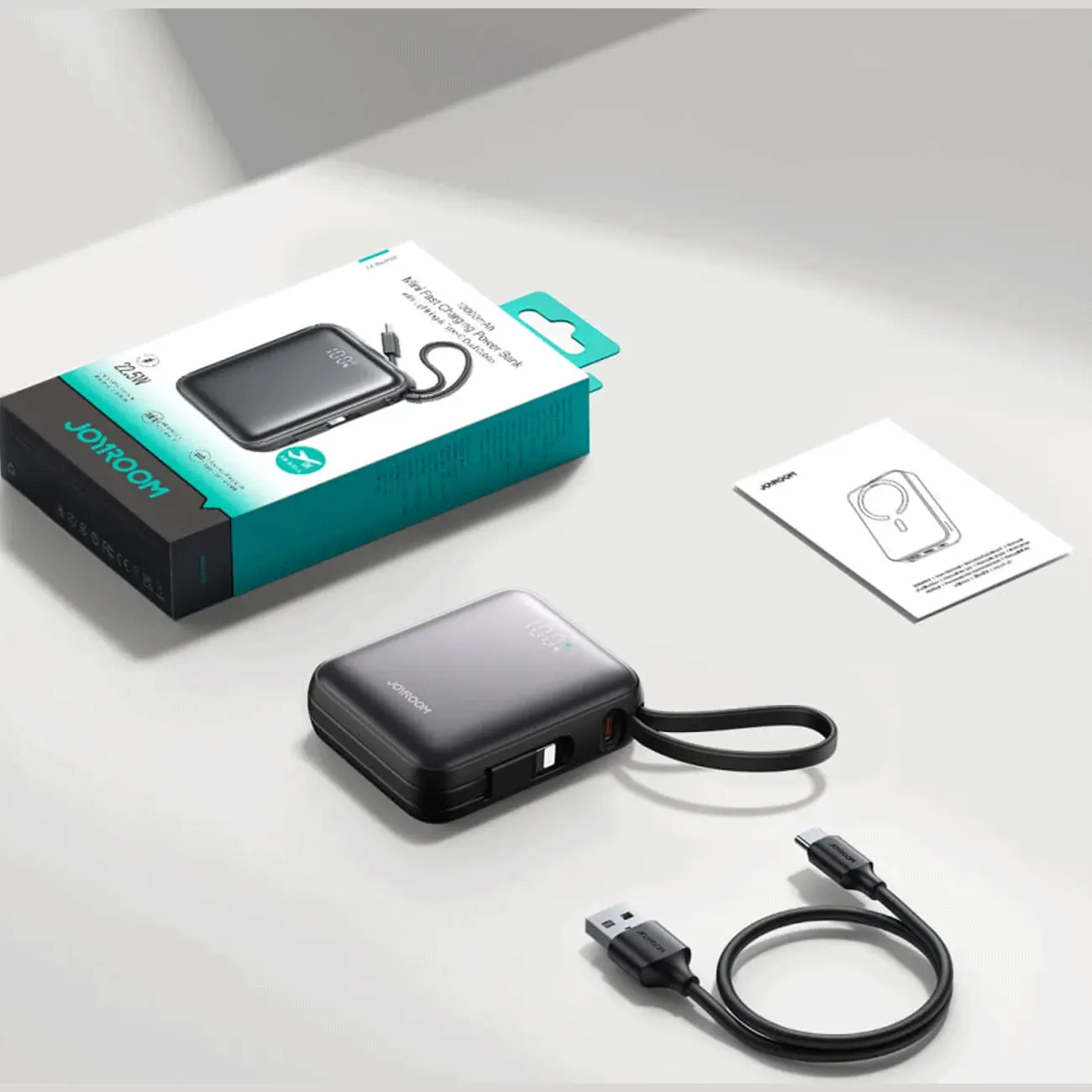 پاوربانک 10000 فست شارژ 22.5 وات جویروم مدل Joyroom JR-PBF27 همراه با کابل تایپ سی و لایتنینگ