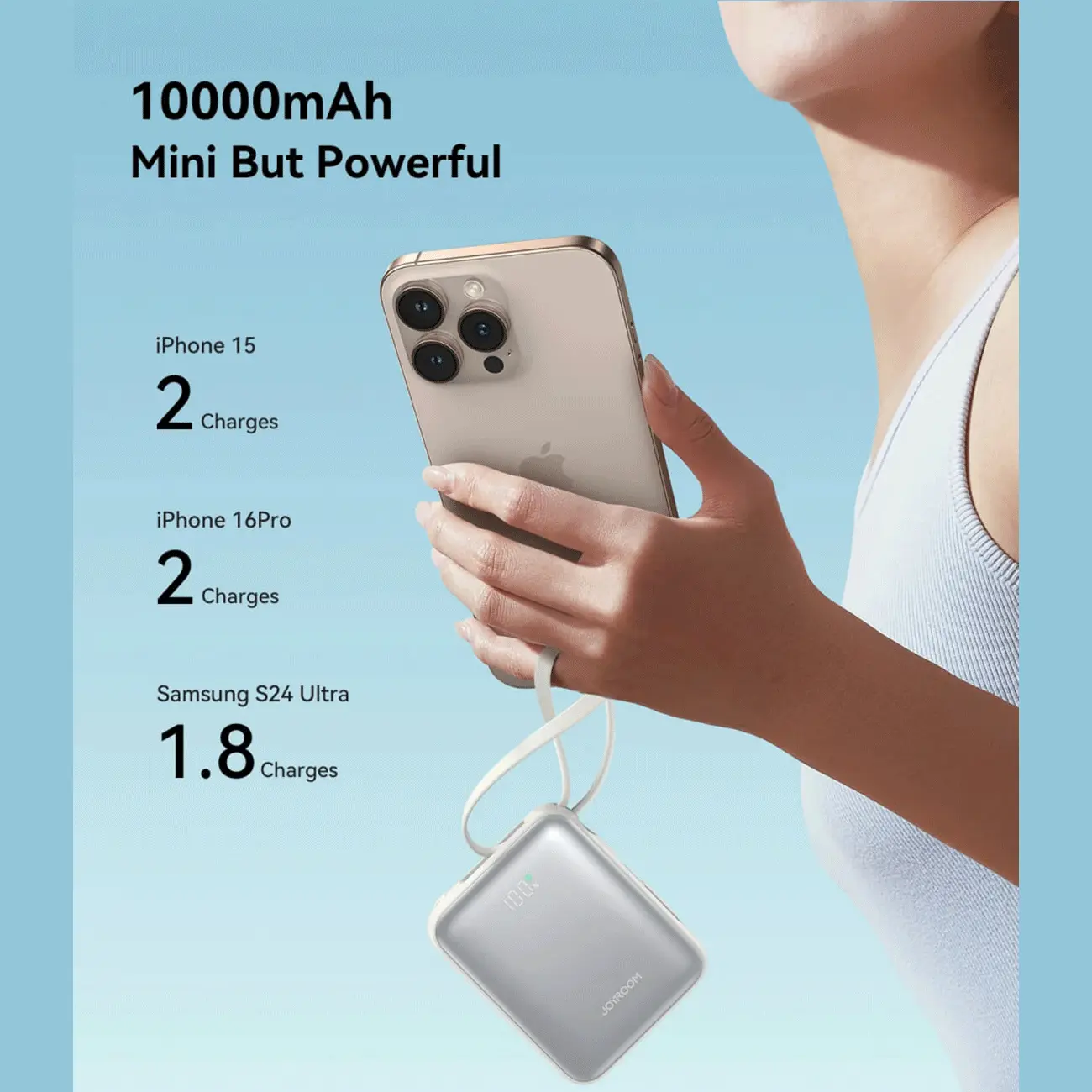 پاوربانک 10000 فست شارژ 22.5 وات جویروم مدل Joyroom JR-PBF27 همراه با کابل تایپ سی و لایتنینگ