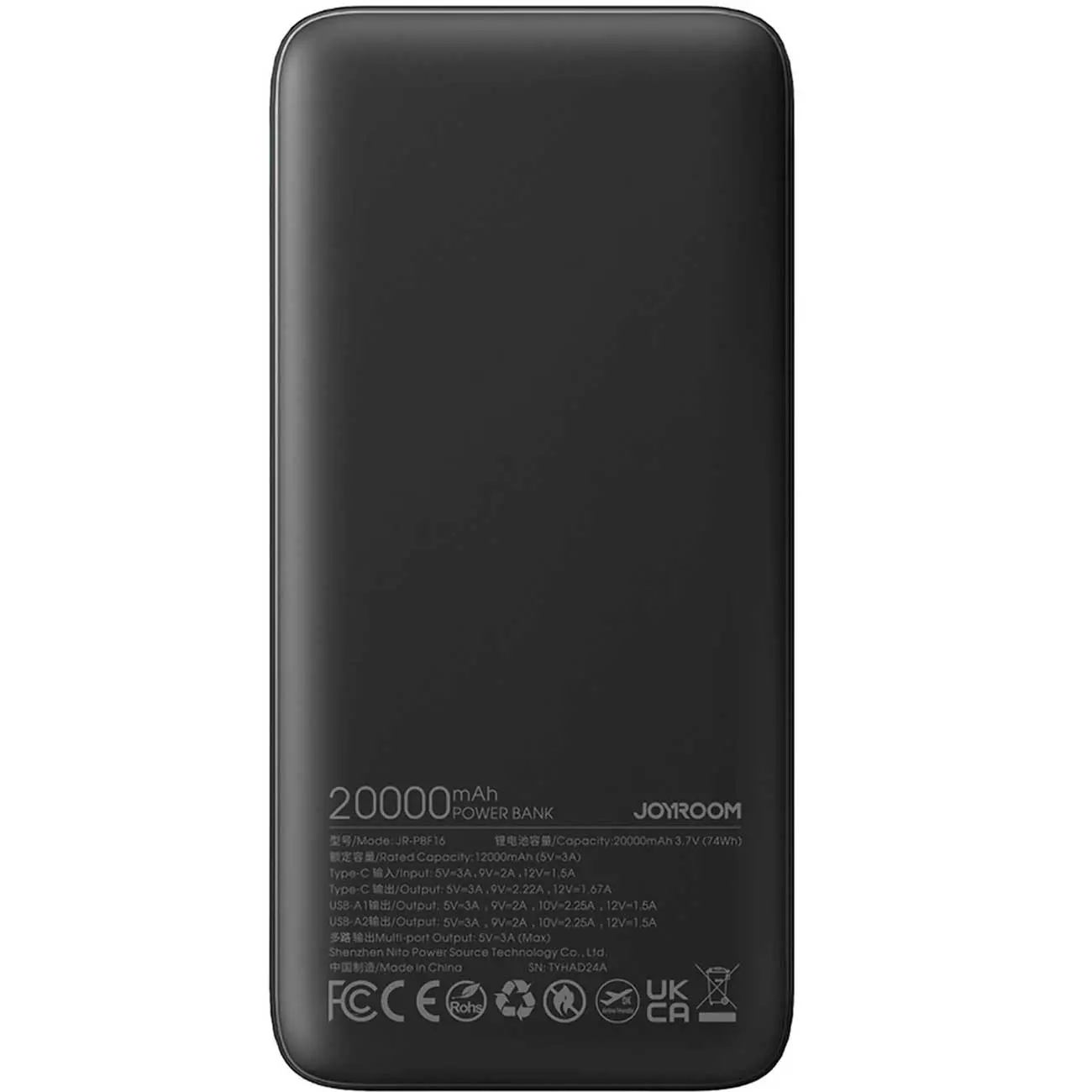 پاوربانک 20000 فست شارژ جویروم مدل JOYROOM JR-PBF16 تایپ سی 20 وات و یو اس بی 22.5 وات