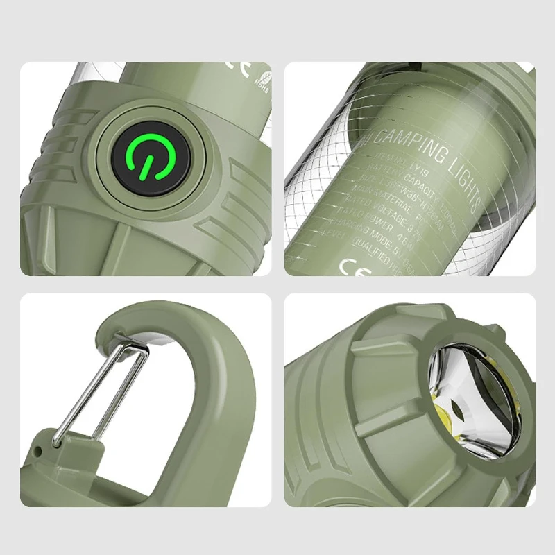 چراغ قوه کمپینگ Multi-Functional دارای نور قرمز و قلاب آویز