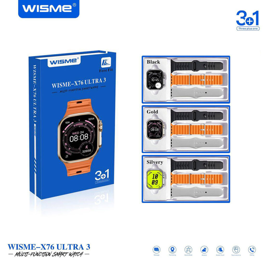 ساعت هوشمند ویسمی مدل WISME X76 ULTRA 3 با 3 بند متنوع