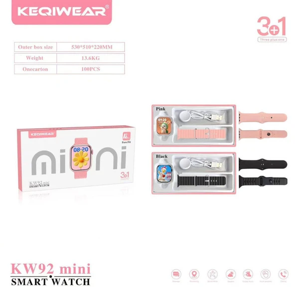 ساعت هوشمند کیکویر مدل KEQIWEAR KW92 Mini به همراه سه بند