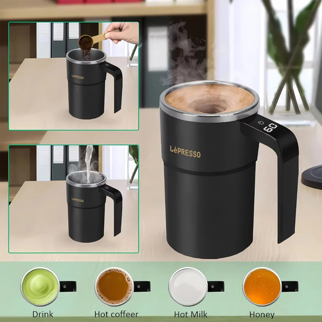 LePresso LP018 Auto Magnetic Stirring Cup LPCFFM0018 ماگ همزن مغناطیسی شارژی لپرسو مدل