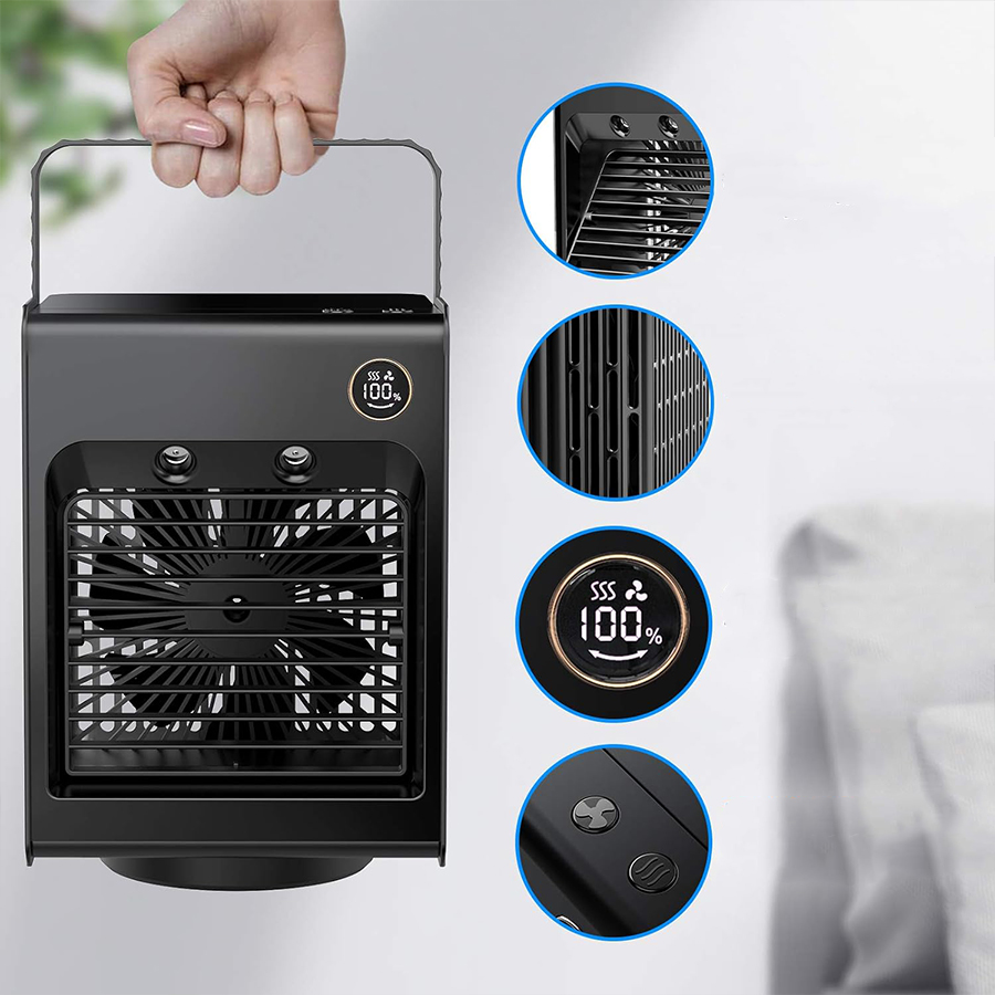 پنکه رومیزی مه پاش شارژی پرودو Porodo Air & Mist Portable Cooling Fan PDLSMFAN
