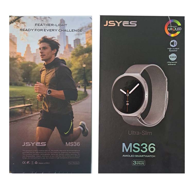 ساعت هوشمند صفحه گرد طرح گلگسی واچ 8 مدل JSYES MS36 با صفحه نمایش آمولد و بدنه آلومینیومی
