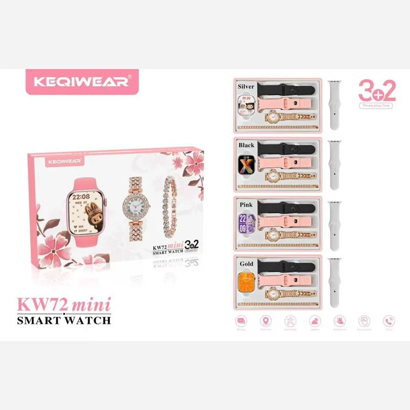 ست ساعت هوشمند کیکویر مدل KW72 Mini به همراه دستبند و ساعت مچی