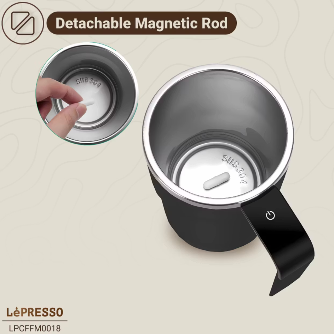 LePresso LP018 Auto Magnetic Stirring Cup LPCFFM0018 ماگ همزن مغناطیسی شارژی لپرسو مدل