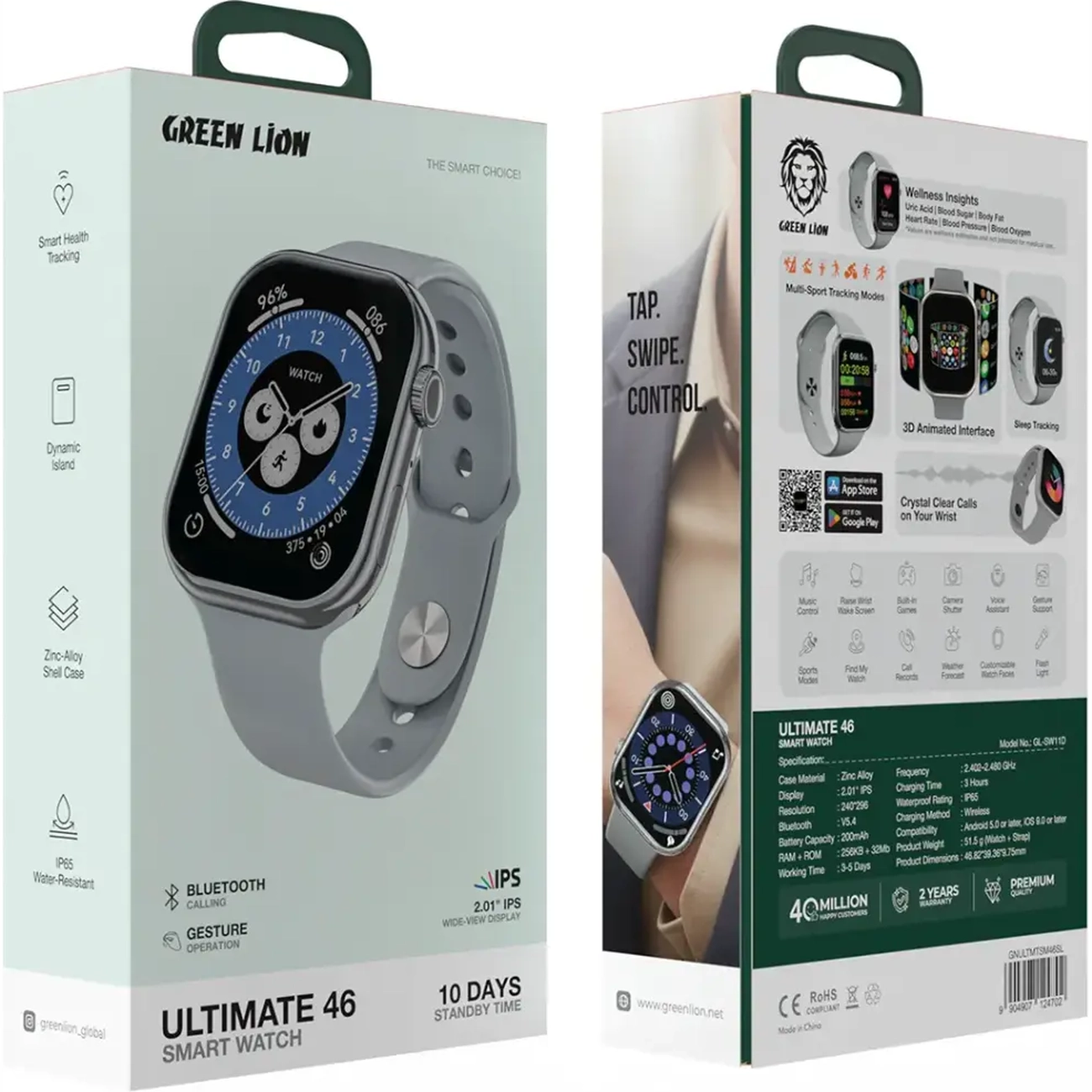 ساعت هوشمند گرین لاین مدل Green Lion Ultimate GL-SW11D سایز ۴6 میلی‌متری با قابلیت کنترل با اشاره