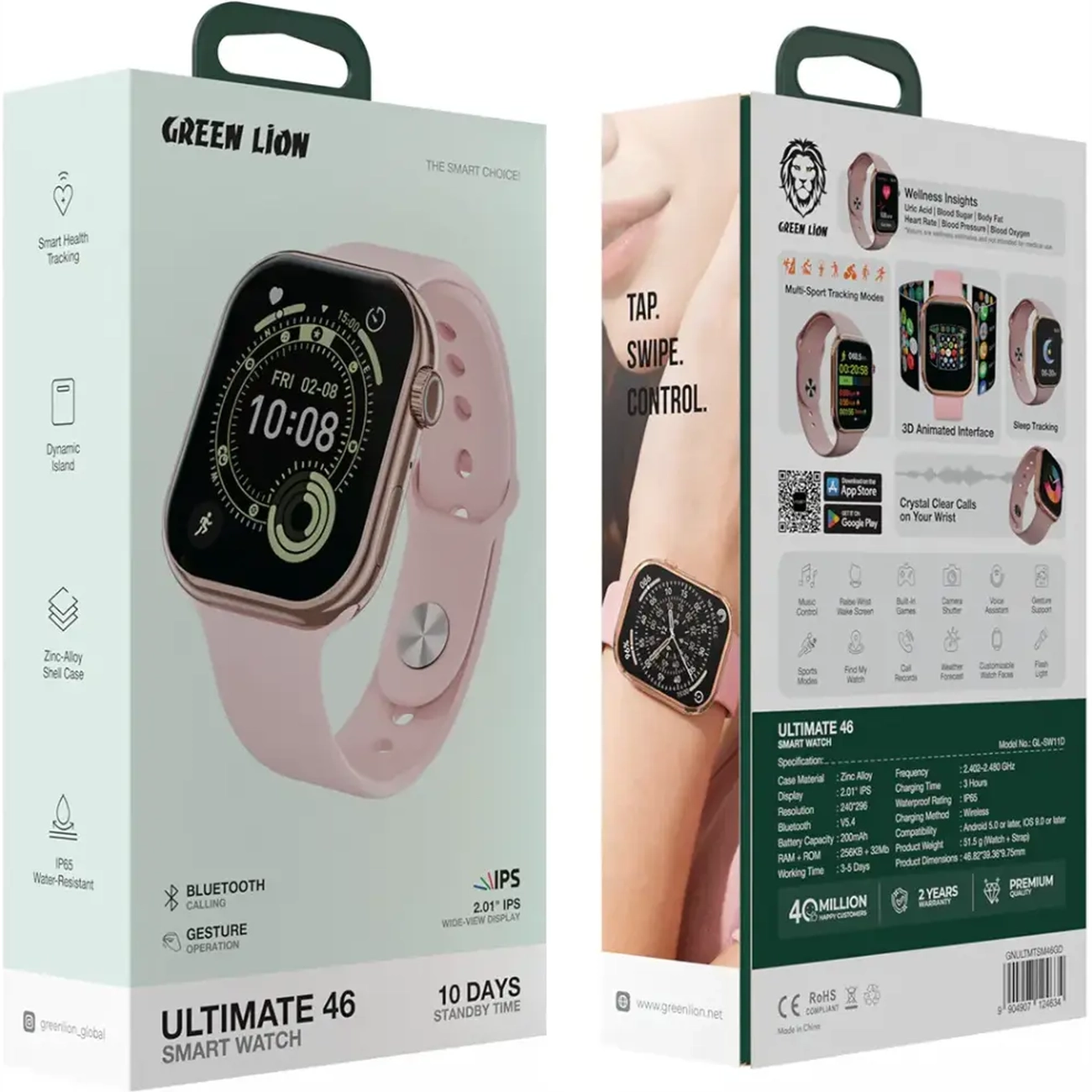 ساعت هوشمند گرین لاین مدل Green Lion Ultimate GL-SW11D سایز ۴6 میلی‌متری با قابلیت کنترل با اشاره