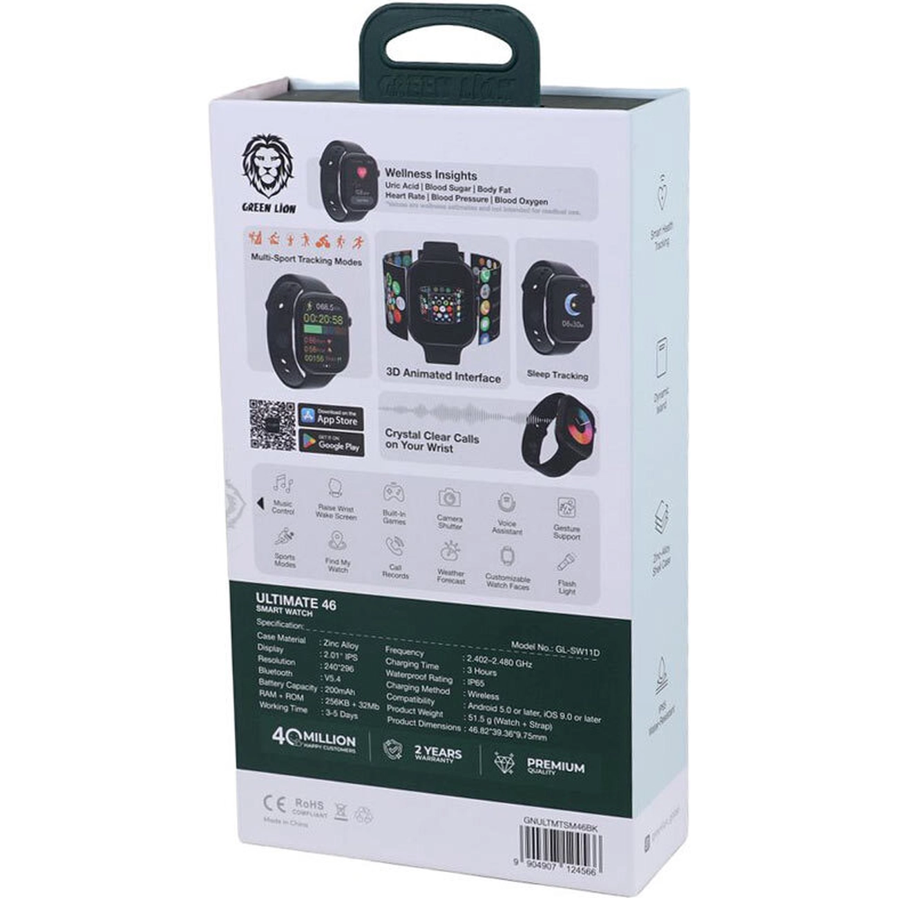 ساعت هوشمند گرین لاین مدل Green Lion Ultimate GL-SW11D سایز ۴6 میلی‌متری با قابلیت کنترل با اشاره