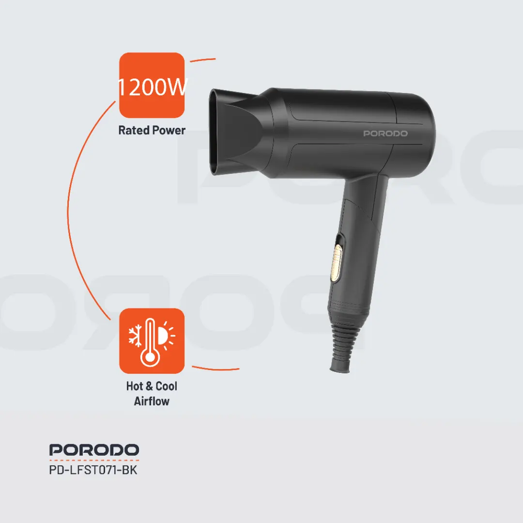 سشوار تاشو مسافرتی 1200 وات پرودو Porodo Lifestyle Foldable Hair Dryer PD-LFST071