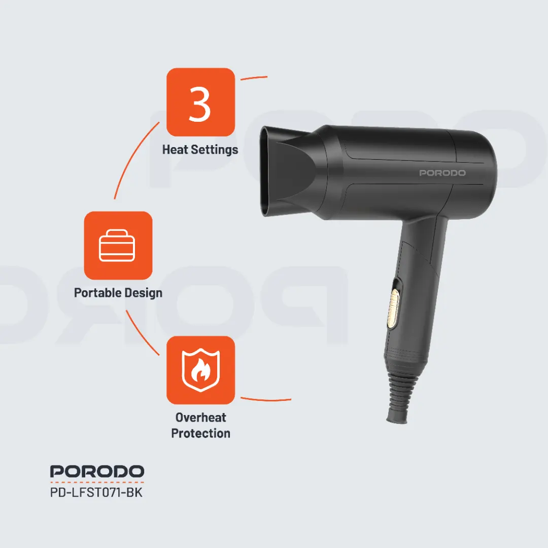 سشوار تاشو مسافرتی 1200 وات پرودو Porodo Lifestyle Foldable Hair Dryer PD-LFST071