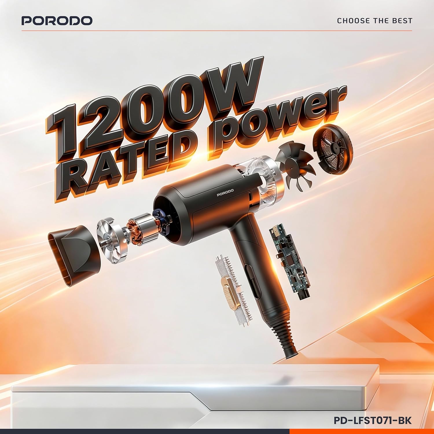 سشوار تاشو مسافرتی 1200 وات پرودو Porodo Lifestyle Foldable Hair Dryer PD-LFST071
