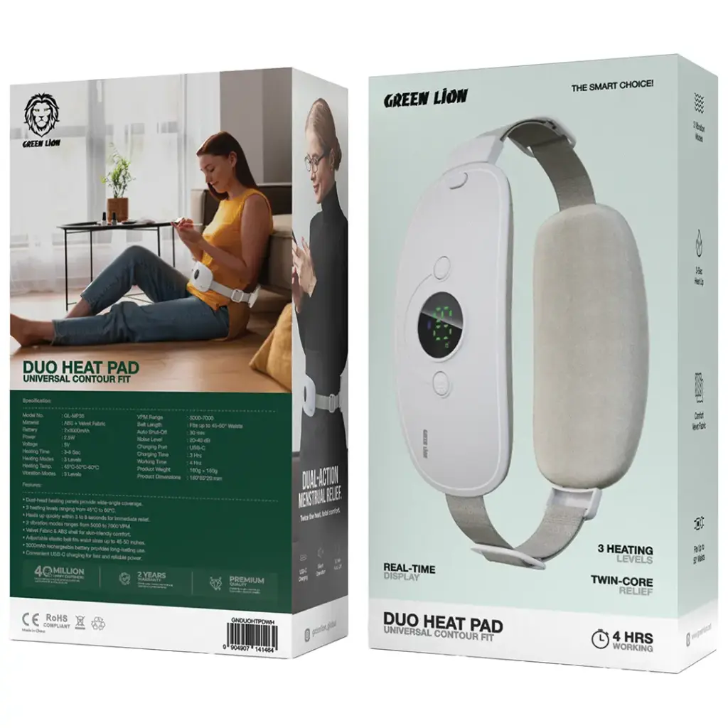 ماساژور قاعدگی شکم و کمر گرین لاین Green Lion Duo Heat Pad Universal Contour Fit GNDUOHTPDWH