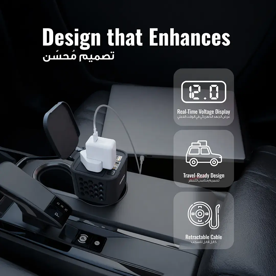 مبدل برق اینورتر 200 وات پرودو مدل Porodo DriveStation Car Power Inverter PDCI103BK