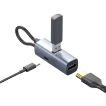 هاب تایپ سی 100 واتی پاورولوژی مدل Powerology Aluminum Mini USB-C Hub PWJT424BK