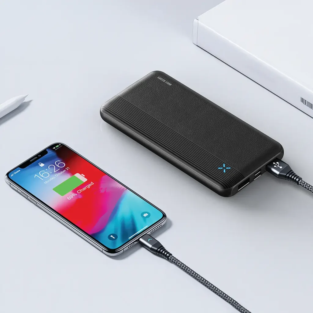 پک پاوربانک 10000 و هندزفری گرین لاین مدل Green Lion Duo Lite Power Bank & Earbuds GL-PB83