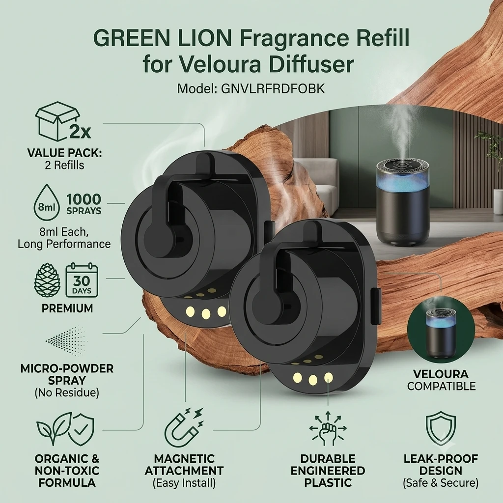 Green Lion Fragrance Refill for Veloura Diffuser GNVLRFRDFOBK پد یدک خوشبو کننده ماشین گرین لاین مدل