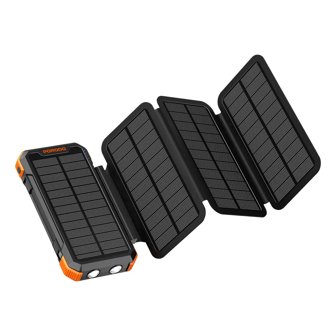 پاوربانک 20000 میلی آمپر سولار پرودو Porodo 4-Panel Solar Power Bank PDPBFCH070BK